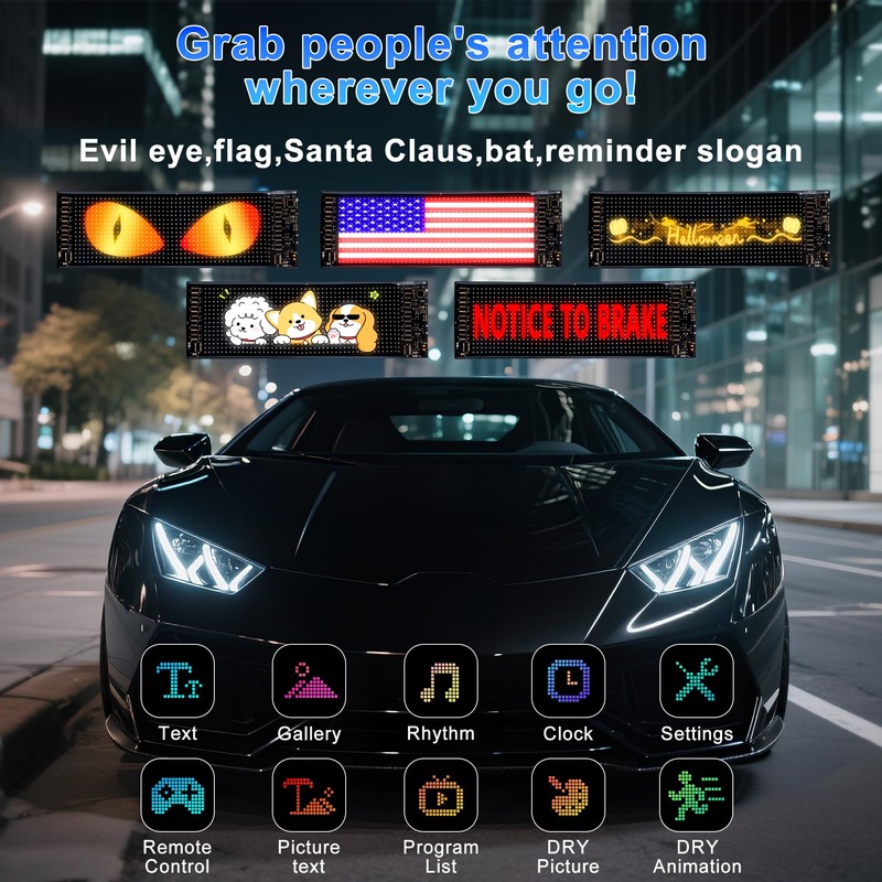 Ligrel 2PCS 14.7"x3.6" LED Eyes for Car Windshield - Devil