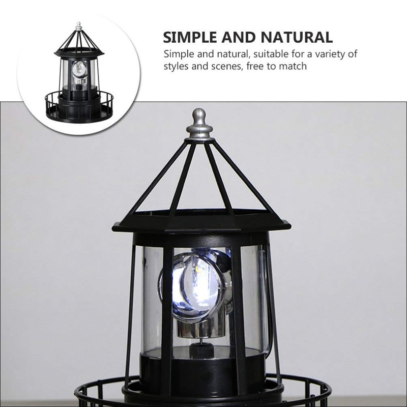 Cabilock Rotating Lighthouse Solar Light Outdoor Garden Beacon Lamp Water