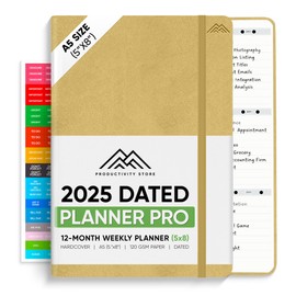 2024 Planner Pro 5.8 x 8.3 - Dated Productivity & Business Planner Notebook & Journal - Monthly Planner 2024 & Daily Planner 2024-2025 - A5 - Cream - Productivity Store