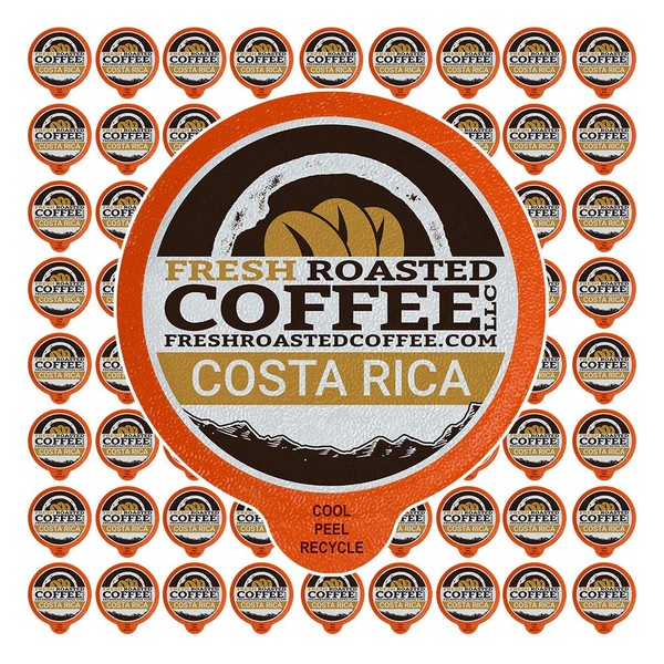 Fresh Roasted Coffee LLC, Costa Rica Tarrazu Coffee Pods, Medium Roast, 72 Count