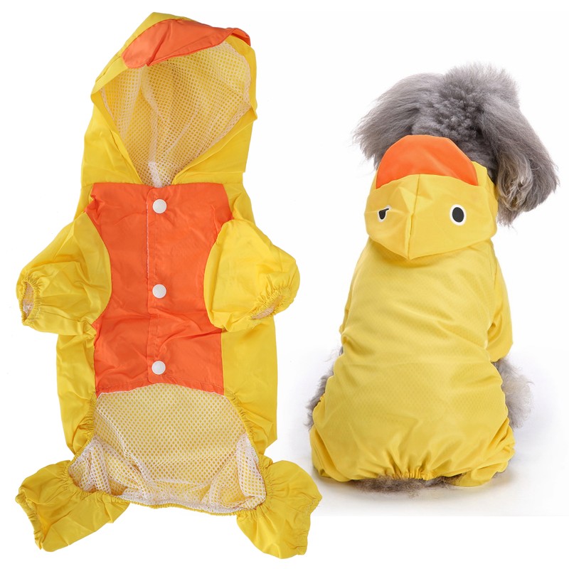 Dog Cute Raincoat Hooded Cloak Rain Jacket Cover Waterproof Polyester