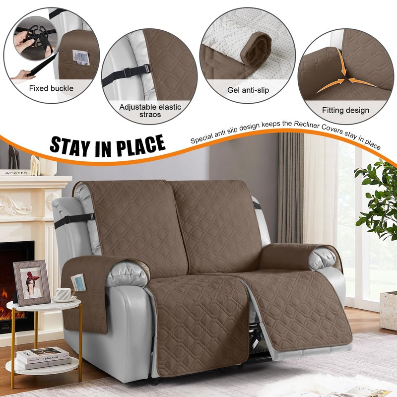 VANSOFY Waterproof Recliner Couch Covers, Sofa Covers 1-Piece Washable Reclining