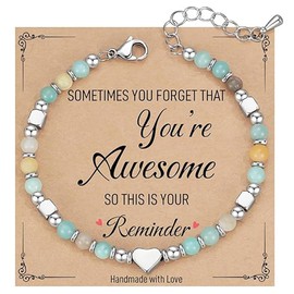 Tyxzle Tiny Beaded Bracelets for Women, Sometimes You Forget You're Awesome, Unique Gifts for Women, Mom, Daughter, Wife, Coworkers, Best Friend, Bestie, Granddaughter(green)