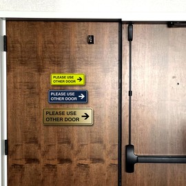 Signs ByLITA Standard Office Door Please Use Other Door Right Arrow Sign (Navy BlueGold) - Medium 1 Pack