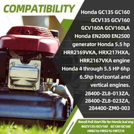 GCV160 Pull Start Recoil Starter Compatible with Honda GCV135 GCV160 EN2000 HRU19 GC135 GC160 Engine Lawn Mower Pressure Washer Parts - Replace 28400-ZL8-023ZA 28400-ZL8-013ZA