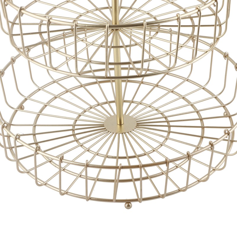 2 Tier Fruit Basket Iron Round Golden Nordic Household Snack