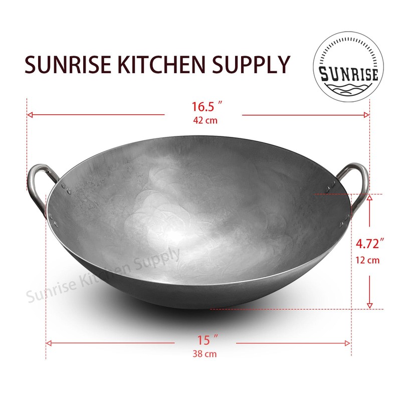SUNRISE Kitchen Supply Heavy Duty Hong Kong Style Carbon Steel