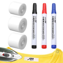 Name Labels for Clothes, 2 m x 2 cm and 1 m x 2 cm Iron-On Labels for Clothing Nursery, Laundry Labels with 3 Coloured Pens, Ideal for Children's Clothing and Nursing Homes