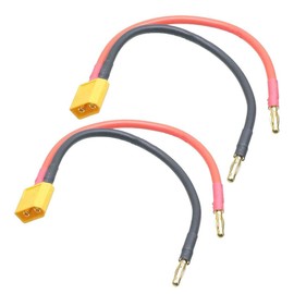 JFtech 2pcs Male XT60 to 4.0mm Banana Bullet Plug Connector Charge Cable, 15cm, 14AWG, RC Vehicle Battery Cable Connector