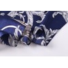 JWSilk Long Charmeuse Silk Fashion Scarf (Navy and White)