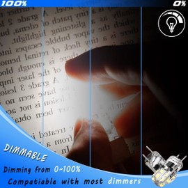 Heifymi G8 Led Light Bulbs 0-100% Dimmable 20W 25W Halogen Replacement,6000K Daylight Bright White 120V G8 Base 2Pin Led Bulb 3W T4 JCD Type for Under Cabinet Counter Lighting,No Flicker,6Pack