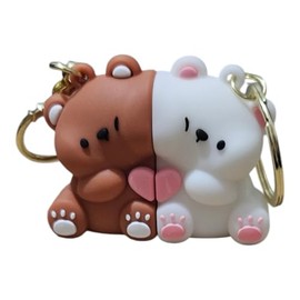 Teccyii Cartoon Kawaii Bear Key Chain Accessories For Keys And Bags Perfect For Friendships Couples Key Ring Set (Bear Hugs)