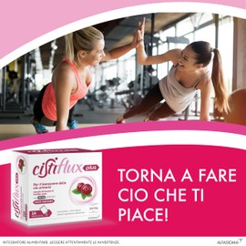 Cistiflux Plus, Integratore a Base di Estratto di Mirtillo Rosso,Cranberry Americano, e D-Mannosio,per Favorire Una Corretta Funzionalità delle Vie Urinarie, 14 Bustine, Gusto Frutti di Bosco