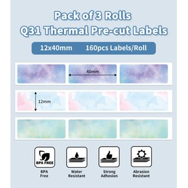 Phomemo Q31/D30 Star Pattern 12 x 40 mm Labels for Phomemo D30/Q31, Compatible with Colorwing Q30, Thermal Label Roll for D30/Q30/Q31 Bluetooth Label Printer