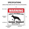 Xolo Security Sign Area Patrolled by pet Signs Dog Mexican