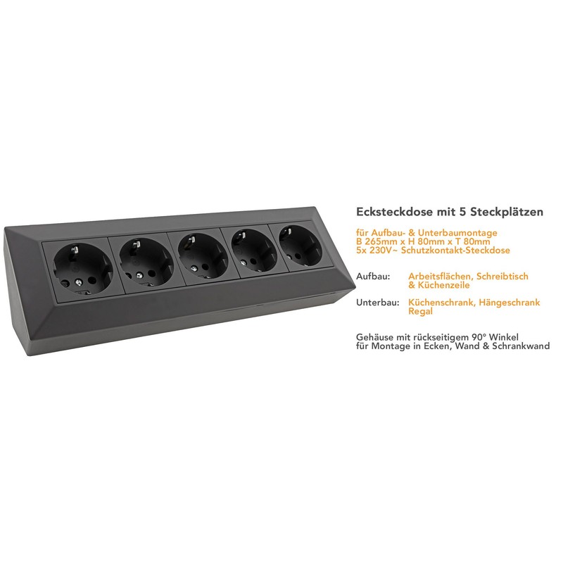 ChiliTec Corner Socket 5-Way Socket Assembly Base Black