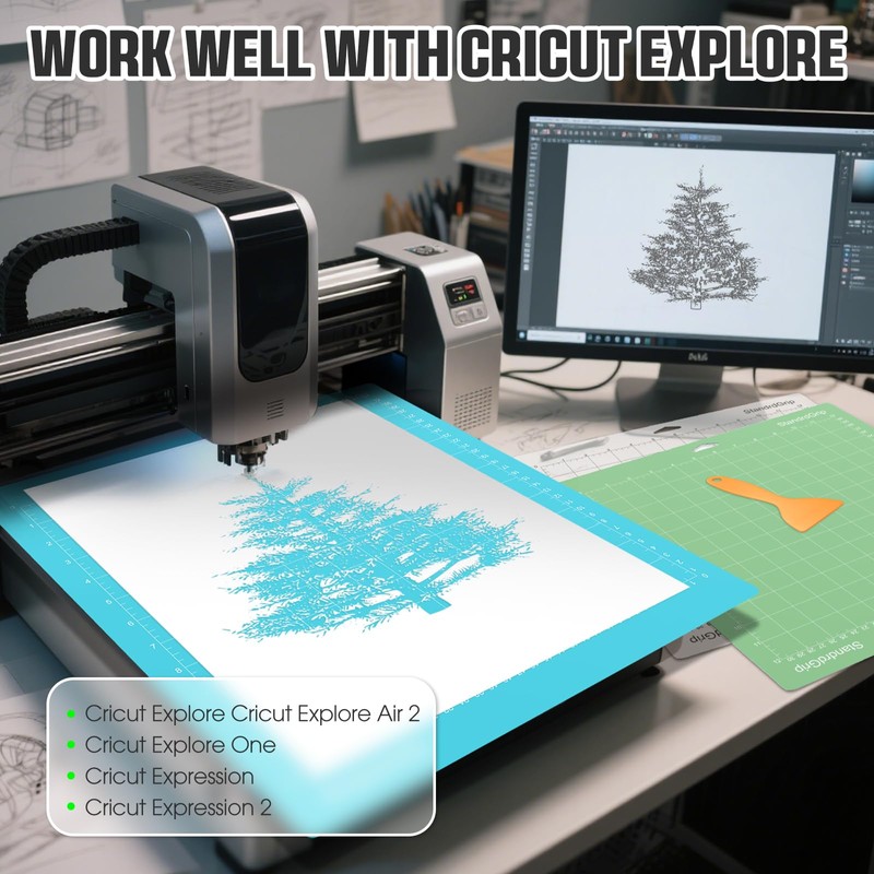 TIECHI 12x12 Cutting Mat for Cricut Maker 3/Maker/Explore 3/Air 2/Air/One