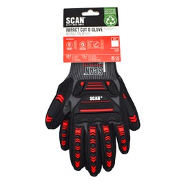 Scan Impact Cut Resistant Level D Gloves, Nitrile Palm, Enhanced Grip, Conforms to EN 407 and EN 388, Size M
