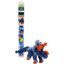Plus Plus 3D Dinosaur Figure Building Block Set, 70 Mini Interlocking Puzzle Pieces, Fun Stem Toys for Kids - Triceratops Maker Tube