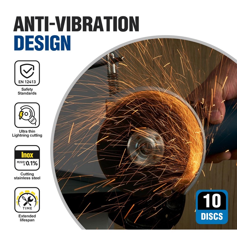 MIDO Professional Abrasive Discs 10 Packs 115 mm Ultra Thin