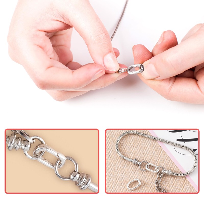 Pndeyo 925 Sterling Silver Oval Jewelry Clasps, 0.46x0.29in, Silver