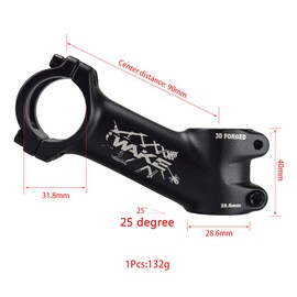 CYSKY Bike Stem 25 Degrees 31.8 60 mm/70 mm/90 mm/110 mm MTB Stem Mountain Bike Handlebar Stem for Bicycle, Road Bike, MTB, BMX, Cycling (90 mm)