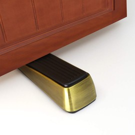 2 Pack Door Stop - Heavy Duty Door Stopper - Wedge Holds Doors Firmly and Doesn't Budge - Made of Rubber and Zinc Alloy, for Home Premium Door Stopper and Office, Works on All Door (Bronze Tone)
