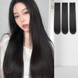 Miserba straight hair extensions 3-piece snap hairpiece wig, 1 piece, natural black, 50cm / 미제르바 생머리 붙임머리 3피스 똑딱이 헤어피스 가발, 1개, 내추럴 블랙, 50cm