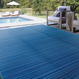 Tayse Reversible Plastic Straw, Water Resistant Outdoor Rug 6x9 - Modern Outdoor Patio Rug, Also for Deck, Porch, Camp, Camping, Entryway, RV - Waterproof Outside Area Rug