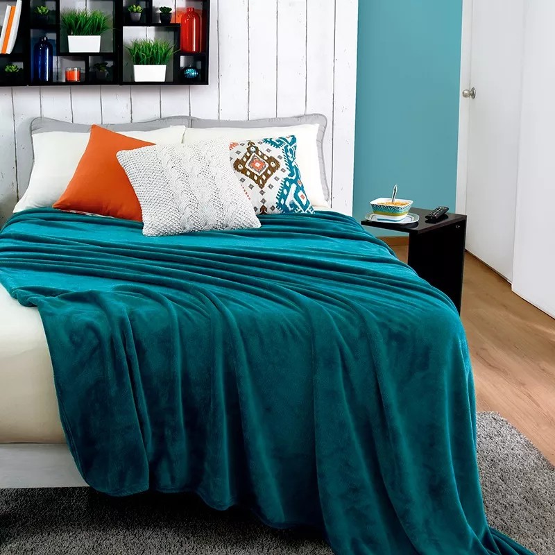 Vianney Cobertor Ligero King Size Azul Turquesa Elegante Vianney