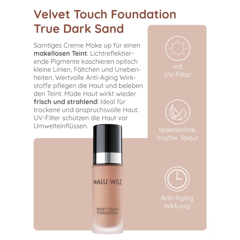 Malu Wilz Velvet Touch Foundation True Dark Sand 30ml I