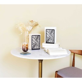 CNK Book Ends, Premium BookEnds for Bookend Shelves, Book Stopper Metal Book Ends for Home Office Heavy Books, Book Shelf Holder, Home Decorative, Book Stoppers, Book Holder (Tropical Black)