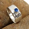 SILVERTROVE Im Labor gezüchteter blauer Saphir-Edelstein-Bandring für Herren und Damen,