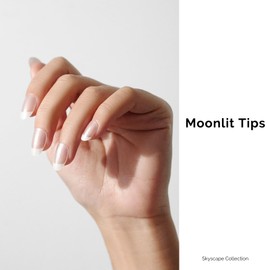 Semi Cured Gel Nail Strips - NAILOG 34 Pcs French Clear Gel Nail Stickers Buy 3 Get 1 UV Light, Extra Long Nail Wraps with Glossy Gel Finishing for Spring Summer, Moonlit Tips