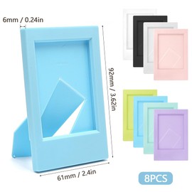 lyualma Set of 8 Mini Picture Frames Colourful Photo Frame Set 8.6 x 5.4 cm Mini Polaroid Picture Frame Instant Camera Picture Album Made of Plastic with Stand Function