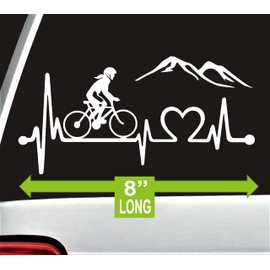 Girl Mountain Bike Bicycle Cycling Heartbeat Lifeline Decal Sticker for Car Window BG 522