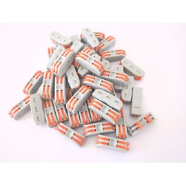 Dongge 50 PCS Quick Connection Terminal Conductor Compact Connectors Lever Wire Nut Wire Connectors 2 to 2 Inline Wire Connector Push-in Circuit Inline Splices 28-12 AWG