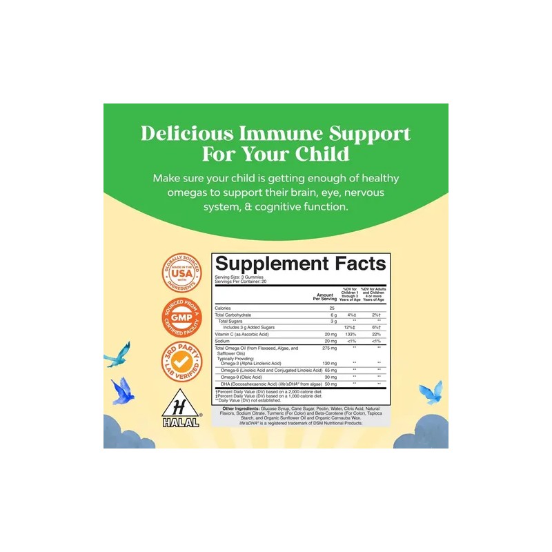 Natures Craft Kids Dha Omega-3 Gomitas - Vegano Sin Pescado