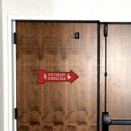 Arrow Shape Plus Ice Cream Sundae Bar (Left) 12x4" Wall or Door Sign | Christmas Holiday Decoration
