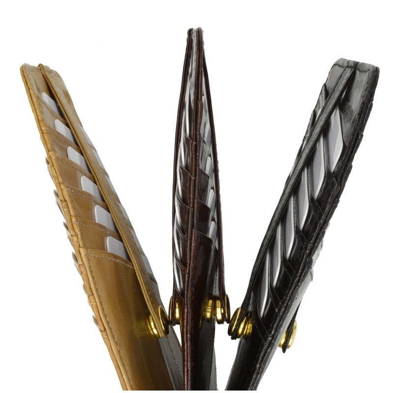 New EEL Skin Snap Two Sided Credit Card Holder BR