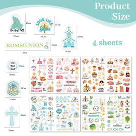 LunarCharm 4 Sheets Children's Sticker Set, for Communion, Confirmation, Christening, Sticker Sheets Stickers Communion, for Guest Book Photo Album, for Girls and Boys