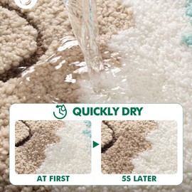 Luxury Microfiber Bath Mat, Extra Soft and Absorbent Bathroom Carpet, Wave & Beach Design, Non-Slip Plush Shaggy Rug, Machine Wash Dry, Rug for Bathroom and Bedroom Floor, Tub and Shower, 40x60cm