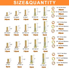 859PCS Grade 8 SAE Bolt Assortment Kit with Storage Box, Heavy-Duty Yellow Zinc Plated Alloy Steel Hex Bolt Set, Nuts with Flat & Lock Washers (1/4-20,5/16-18,3/8-16,1/2-13) for Home Improvement
