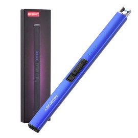 MEIRUBY Lighter Electric Candle Lighter Long Electronic Rechargeable USB Lighter Arc Windproof Flameless Lighters for Candle Camping BBQ Birthday Women's Day Gifts for Women Mom Wife Men, Blue
