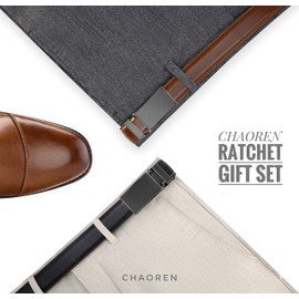 CHAOREN Mens Dress Belt Leather 2 Pack - Mens Ratchet Belt for Dress Shirt and Pants Every Occasion (32mm)