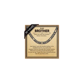 IEFLIFE Gift for Brother - Mens Necklace Chain Gifts for Brother Adult, Graduation Birthday Gifts for Him Men from Sister, 6mm Width Black Stainless Steel Figaro Chain for Him Necklace Jewelry