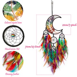 SOYUZU Colorful Large Moon Dream Catcher with Tree of Life