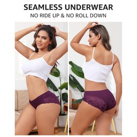 LEVAO Cheeky Underwear for Women Lace Seamless Bikini Panties Ladies Soft No Show Hipster 6 Pack S-XXL