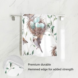 Tamniee Spring Nest Birds Hand Towels Watercolor Tree Twigs Decor Kitchen Dish Towel Quality Premium Bathroom Washcloth 30 x 15 Inches for