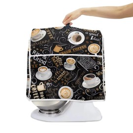 UNICEU Coffee Latte Print Stand Mixer Dust Cover for Kitchen Aid Mixer Protective Dust Cover with Top Handle and Pockets Kitchen Appliance Dust Cover Accessories